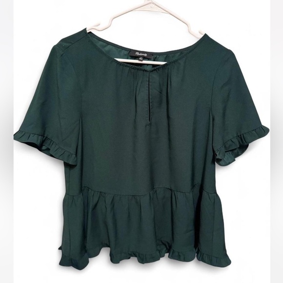 Madewell Smokey Green Stanza Ruffle-Hem Top medium - Picture 1 of 8
